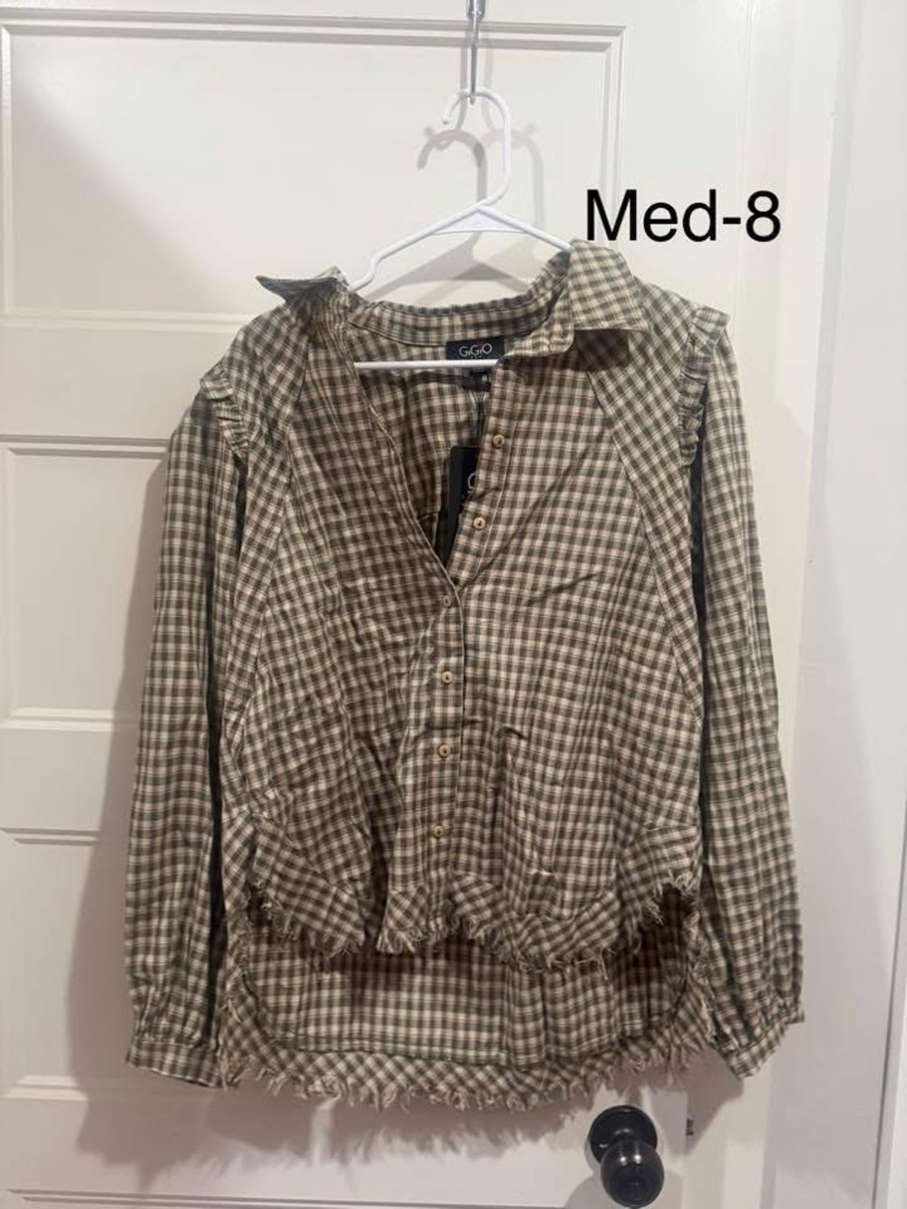 G.O.D. Plaid Button-Front Shirt Jacket - Olive & Cream
